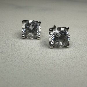 Classic Clear Crystal Stud Earrings in Silver
